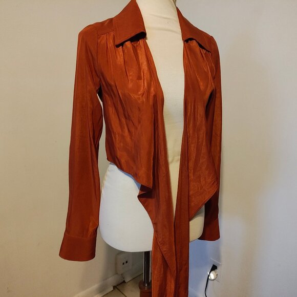 Beige Botany Rust Wrap Around Top S - Picture 10 of 13